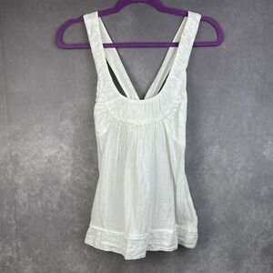 Anthropologie Souvenir Edition Staci Woo Top Womens Small/1 White Cotton Shirt